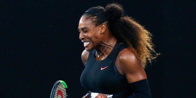 Tennis - Australian Open - Melbourne Park, Melbourne, Australia - 28/1/17 Serena Williams of the U.S. reacts during her Women's singles final match against Venus Williams of the U.S. .REUTERS/Edgar Su