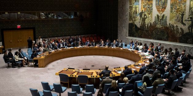 NEW YORK, NY - SEPTEMBER 11: Members of the United Nations Security Council meet concerning North Korea at UN headquarters, September 11, 2017 in New York City. The Security Council unanimously approved new sanctions on North Korea. The United States softened its demands for tougher measures, including removing its demand for a full oil embargo, in a bid to win support from Russia and China. (Photo by Drew Angerer/Getty Images)