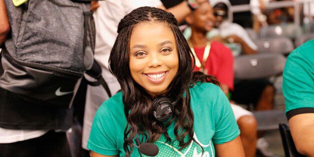 LOS ANGELES, CA - JUNE 25: Journalist Jemele Hill provides commenary during the celebrity basketball game presented by Sprite during the 2016 BET Experience on June 25, 2016 in Los Angeles, California. (Photo by Rich Polk/BET/Getty Images for BET)