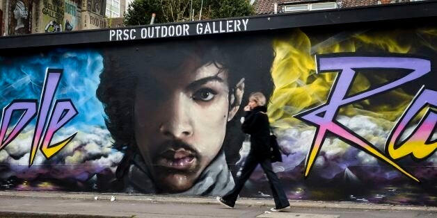 A graffiti mural of Prince in Stokes Croft, Bristol, which was designed by mural artists Paintsmiths of Bristol.