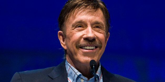 Actor Chuck Norris speaks during the National Rifle Association's 139th annual meeting in Charlotte, North Carolina May 14, 2010. REUTERS/Chris Keane (UNITED STATES - Tags: POLITICS ENTERTAINMENT HEADSHOT)