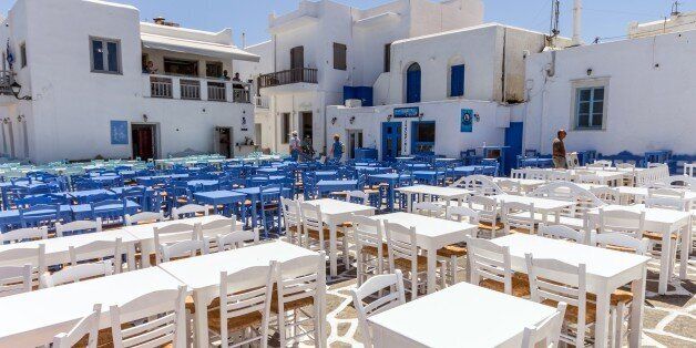 Greece. Cyclades. Paros Island. Naoussa. Empty Restaurant. (Photo by: Valletta Vittorio/AGF/UIG via Getty Images)