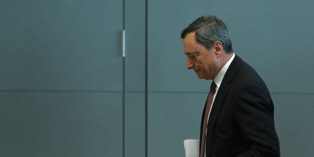 Mario Draghi, president of the European Central Bank (ECB), departs a news conference following the bank's interest rate decision, at the ECB headquarters in Frankfurt, Germany, on Thursday, July 20, 2017. The ECB deferred the delicate decision of how and when to venture the next step toward policy normalization until later this year. Photographer: Krisztian Bocsi/Bloomberg via Getty Images
