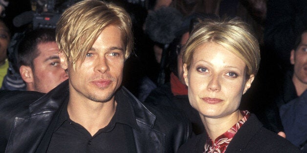 Actor Brad Pitt and actress Gwyneth Paltrow attend 'The Devil's Own' New York City Premiere on March 13, 1997 at City Cinemas Cinema 1 in New York City. (Photo by Ron Galella/WireImage)