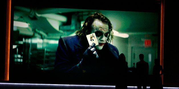 Heath Ledger is seen on screen from the movie