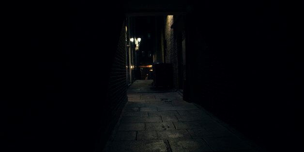 Victorian Street with Victorian street lights, one of the murder places of Jack the Ripper