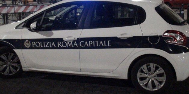 Scene Of Land Vehicle From Polizia Roma Capitale Parked On The Street Without Any Body Inside In The Night At Vatican City State Europe