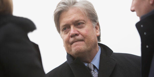 WASHINGTON, DC - JANUARY 20: Steven K. Bannon, Senior Counselor for the presidency of Donald Trump chats outside of St. John's Church on Inauguration Day on January 20, 2017 in Washington, DC. Donald J. Trump will become the 45th president of the United States today. (Photo by Chris Kleponis - Pool/Getty Images)