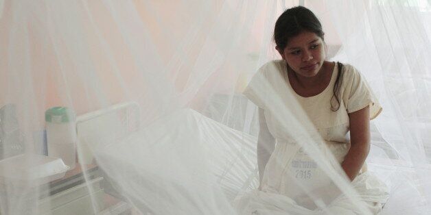 A pregnant woman looks on as mosquito nets are used at the Women National Hospital in an effort to prevent being bitten by mosquitoes that might carry Zika, Dengue and Chikungunya viruses, in San Salvador, El Salvador February 5, 2016. REUTERS/Jose Cabezas