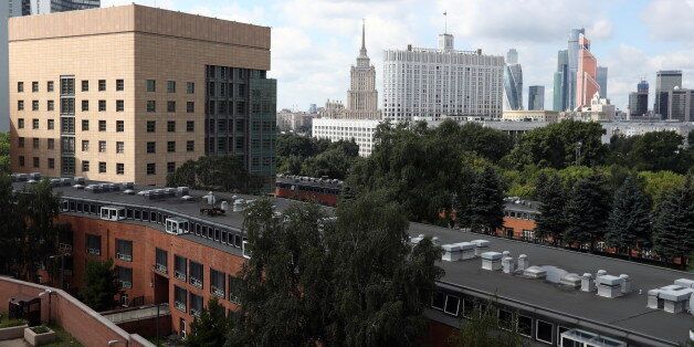 MOSCOW, RUSSIA - AUGUST 7, 2017: A view of the US Embassy from the roof of the Narkomfin house. Stanislav Krasilnikov/TASS (Photo by Stanislav Krasilnikov\TASS via Getty Images)