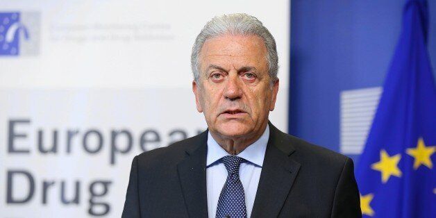 BRUSSELS, BELGIUM - JUNE 6: EU Commissioner of Migration and Home Affairs Dimitris Avramopoulos speaks during a press conference on ''The European Drug Report 2017'' in Brussels, Belgium on June 6, 2017. (Photo by Dursun Aydemir/Anadolu Agency/Getty Images)