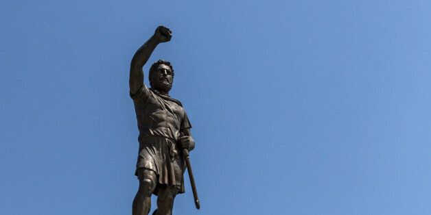 Skopje, Republic of Macedonia - May 13, 2017: Philip II of Macedon Monument in Skopje, Republic of Macedonia