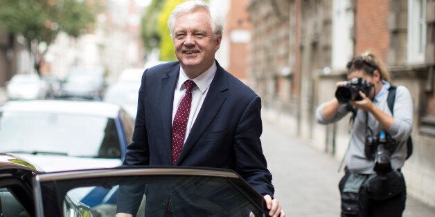 LONDON, ENGLAND - AUGUST 15: British Secretary of State for Exiting the European Union David Davis, leaves Millbank studios after a radio interview on August 15, 2017 in London, England. According to the new government paper, the UK could ask Brussels to establish a 'temporary customs union' after it leaves the European Union in March of 2019. (Photo by Dan Kitwood/Getty Images)