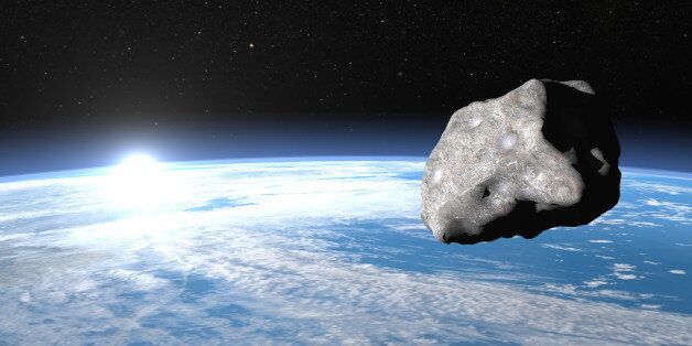 Meteor upon earth, sunrise time, elements of this image furnished by NASA - 3D render
