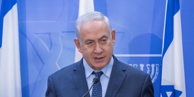 Israeli Prime Minister Benjamin Netanyahu speaks during a press conference with his Georgian counterpart at his office in Jerusalem on July 24, 2017.Georgian Prime Minister Giorgi Kvirikashvili is on an official visit to Israel. / AFP PHOTO / POOL / JACK GUEZ (Photo credit should read JACK GUEZ/AFP/Getty Images)
