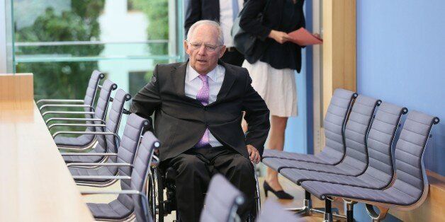BERLIN, GERMANY - JUNE 28: Wolfgang Schaeuble, German Federal Ministry of Finance arrives to attend a press conference on the German budget plan for 2018 at Federal Press Centre in Berlin, Germany on June 28, 2017. (Photo by Cuneyt Karadag/Anadolu Agency/Getty Images)