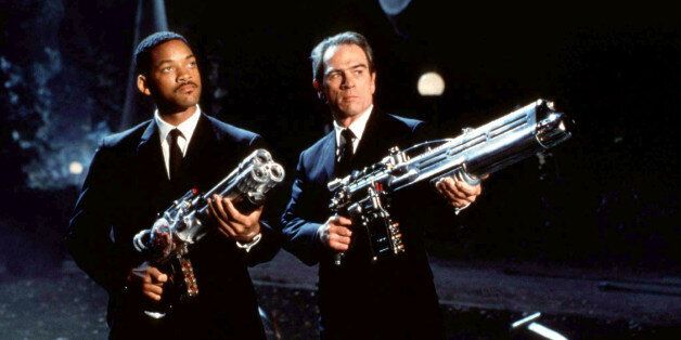 UNDATED PUBLICITY PHOTOGRAPH - Actors Will Smith (L) and Tommy Lee Jones, stars of the new science fiction action comedy film,