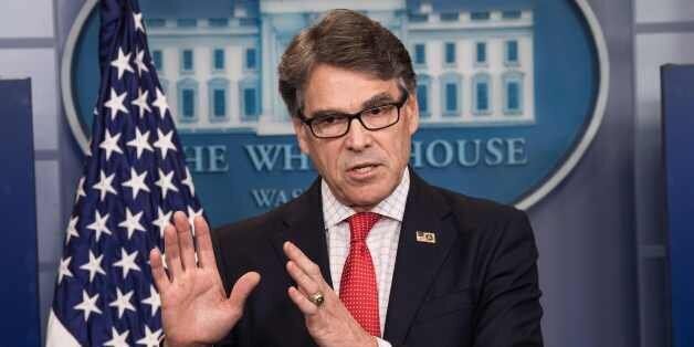 US Energy Secretary Rick Perry speaks at the press briefing at the White House in Washington, DC, on June 27, 2017. / AFP PHOTO / NICHOLAS KAMM (Photo credit should read NICHOLAS KAMM/AFP/Getty Images)
