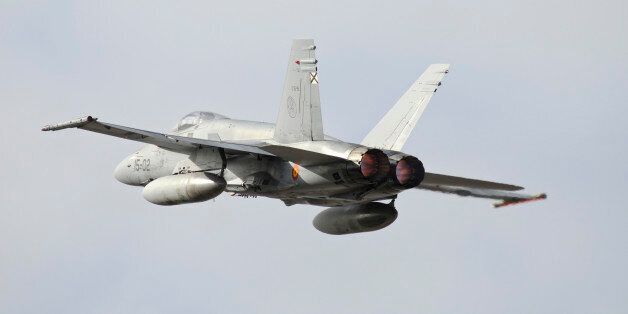 Spanish Air Force EF-18M Hornet taking off with full afterburner from Albacete Air Base, Spain, during NATO TLP.