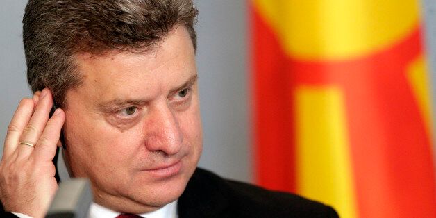 Macedonia's President Gjorge Ivanov listens during a news conference in Riga April 27, 2012. Ivanov is...