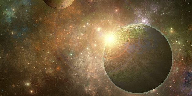 Alien planet, deep space exoplanet illustration