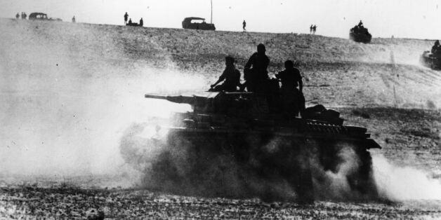 20th April 1941: Nazi tanks manoeuvre on a hillside in Libya, still unable to penetrate Tobruk, despite superior numbers and heavy weaponry. (Photo by Keystone/Getty Images)