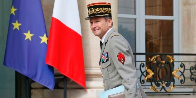 Chief of the Defence Staff of the French Army General Pierre de Villiers arrives for an annual Franco-German Summit at the Elysee Palace in Paris on July 13, 2017. / AFP PHOTO / GEOFFROY VAN DER HASSELT (Photo credit should read GEOFFROY VAN DER HASSELT/AFP/Getty Images)
