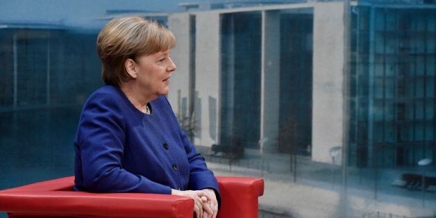 German Chancellor Angela Merkel sits before the recording of the traditional summer interview with public broadcaster TV station ARD in Berlin on July 16, 2017. / AFP PHOTO / John MACDOUGALL (Photo credit should read JOHN MACDOUGALL/AFP/Getty Images)