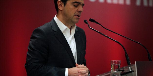 Greek Prime Minister Alexis Tsipras gestures as he speaks during a meeting of his Syriza party in Athens on February 11, 2017.Greek Prime Minister Alexis Tsipras on February 11, 2017 warned the International Monetary Fund and German Finance Minister Wolfgang Schaeuble to 'stop playing with fire' in the handling of his country's debt. / AFP / Angelos Tzortzinis (Photo credit should read ANGELOS TZORTZINIS/AFP/Getty Images)