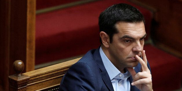 Greek Prime Minister Alexis Tsipras attends a parliamentary session on the collapse of Cyprus peace talks in Athens, Greece July 11, 2017. REUTERS/Costas Baltas