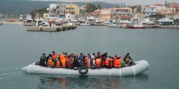 Migrants arrive in Mytilene, on the Greek island of Lesbos, on March 21, 2016. Like Lesbos, Chios is an other Greek island, where every day the migrants boats reach the shores. (Photo by Guillaume Pinon/NurPhoto/NurPhoto via Getty Images)