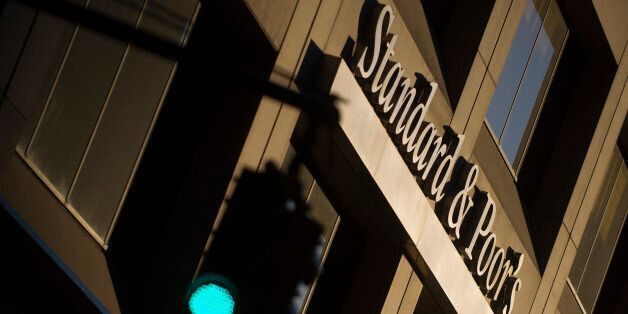 NEW YORK, NY - FEBRUARY: The Standard & Poor's logo is displayed on the headquarters,on February 17, 2013, in New York City. (Photo by Timur Emek/Getty Images)