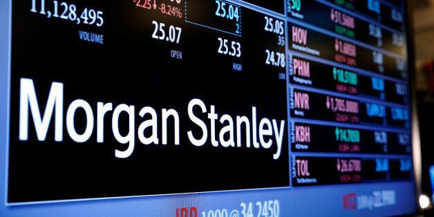 Information for stock in Morgan Stanley (MS) is displayed above the floor of the New York Stock Exchange (NYSE) after the opening bell in New York, U.S., June 24, 2016. REUTERS/Lucas Jackson