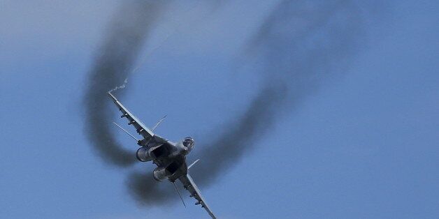 A MIG-29 fighter performs during the