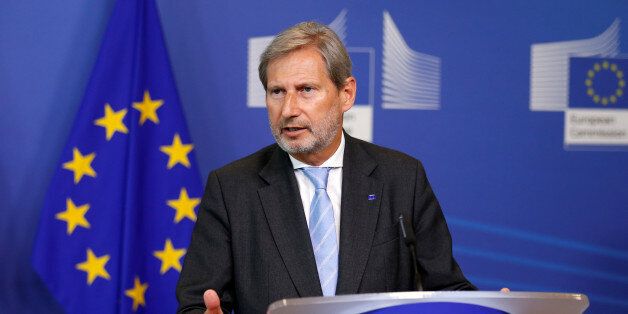 European Neighbourhood Policy and Enlargement Negotiations Commissioner Johannes Hahn speaks during a news conference at the EU Commission headquarters in Brussels, Belgium June 12, 2017. REUTERS/Francois Lenoir