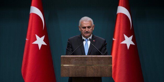 ANKARA, TURKEY - JULY 19: Prime Minister of Turkey Binali Yildirim announces Cabinet reshuffle during a press conference following a meeting with the President of Turkey Recep Tayyip Erdogan in Ankara, Turkey. 6 ministerial changes as 5 newcomers join Turkish Cabinet in reshuffle. (Photo by Binnur Ege GÃ¼rÃ¼n/Anadolu Agency/Getty Images)