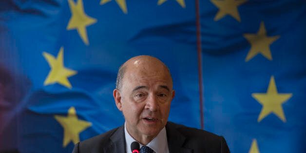 LISBON, PORTUGAL - JULY 18: European Commissioner for Economic and Financial Affairs, Taxation and Customs Pierre Moscovici speaks to the press at the European Commission representation on July 18, 2017 in Lisbon, Portugal. Mr. Moscovici stated his satisfaction regarding the improvement of Portugal's economy and its financial situation. (Photo by Horacio Villalobos - Corbis/Corbis via Getty Images)