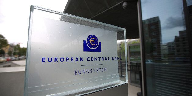 A sign stands outside the European Central Bank (ECB) headquarters in Frankfurt, Germany, on Thursday, July 20, 2017. When theÂ ECBÂ president speaks to reporters on Thursday after the Governing Council sets policy, hell have to balance optimism over the revival against a desire to move as slowly as possible when removing monetary stimulus. Photographer: Krisztian Bocsi/Bloomberg via Getty Images