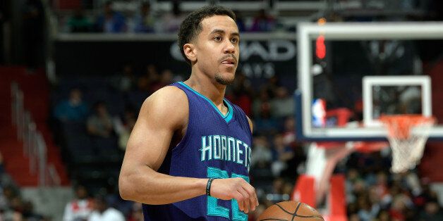 WASHINGTON, DC - APRIL 04: Brian Roberts #22 of the Charlotte Hornets handles the ball against the Washington Wizards at Verizon Center on April 4, 2017 in Washington, DC. NOTE TO USER: User expressly acknowledges and agrees that, by downloading and or using this photograph, User is consenting to the terms and conditions of the Getty Images License Agreement (Photo by G Fiume/Getty Images)