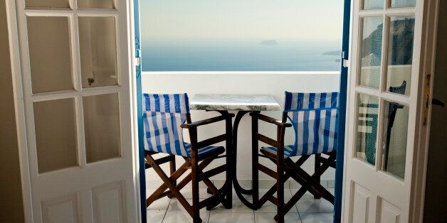 Balcony view in Santorini, Greece.