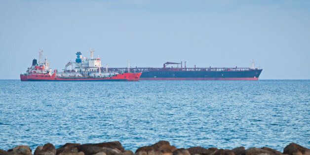 Oil tunkers sail in Mediterranean sea near Cyprus coast
