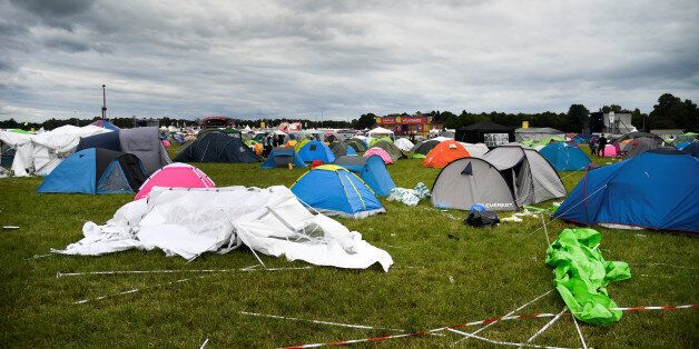 The camping site of the Bravalla festival is pictured on its last day, in Norrkoping, Sweden July 1, 2017. TT News Agency/Pontus Lundahl via REUTERS ATTENTION EDITORS - THIS IMAGE WAS PROVIDED BY A THIRD PARTY. SWEDEN OUT. NO COMMERCIAL OR EDITORIAL SALES IN SWEDEN