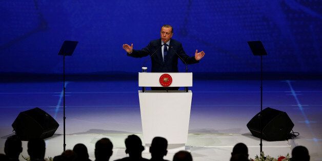 Turkish President Tayyip Erdogan makes a speech at the 22nd World Petroleum Congress in Istanbul, Turkey, July 10, 2017. REUTERS/Murad Sezer