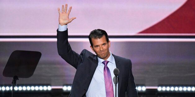 UNITED STATES - JULY 19: Donald Trump Jr., speaks at the 2016 Republican National Convention in Cleveland, Ohio on Monday, July 19, 2016. (Photo By Bill Clark/CQ Roll Call)