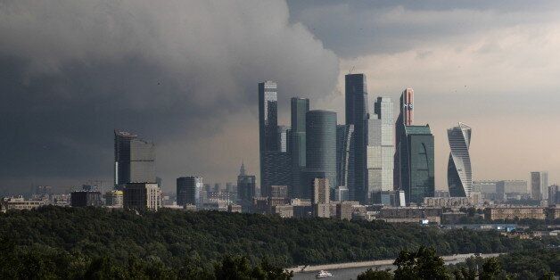 MOSCOW, RUSSIA - JUNE 30, 2017: Storm clouds seen over the Moscow International Business Centre (MIBC, Moscow City). Sergei Savostyanov/TASS (Photo by Sergei Savostyanov\TASS via Getty Images)