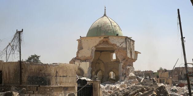 A picture taken on June 29, 2017, shows the destroyed Al-Nuri Mosque in the Old City of Mosul, during the ongoing offensive to retake the area from Islamic State (IS) group fighters. / AFP PHOTO / AHMAD AL-RUBAYE (Photo credit should read AHMAD AL-RUBAYE/AFP/Getty Images)