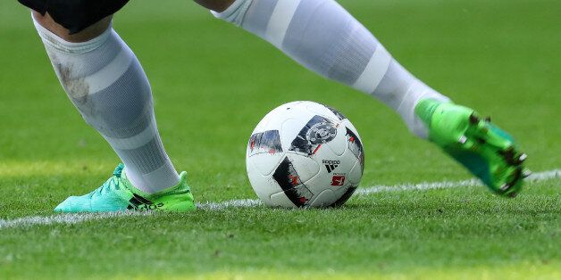 MUNICH, GERMANY - MAY 14: Ball with foot in action during the Second Bundesliga match between TSV 1860 Muenchen and VfL Bochum at Allianz Arena on May 14, 2017 in Munich, Germany. (Photo by TF-Images/Getty Images)