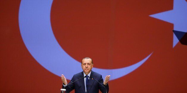 ISTANBUL, TURKEY - JULY 10: Turkish President Recep Tayyip Erdogan delivers a speech during 22nd World Petroleum Congress, the largest meeting of oil and gas industry at Istanbul Convention Center in Istanbul, Turkey on July 10, 2017. (Photo by Kayhan Ozer/Anadolu Agency/Getty Images)