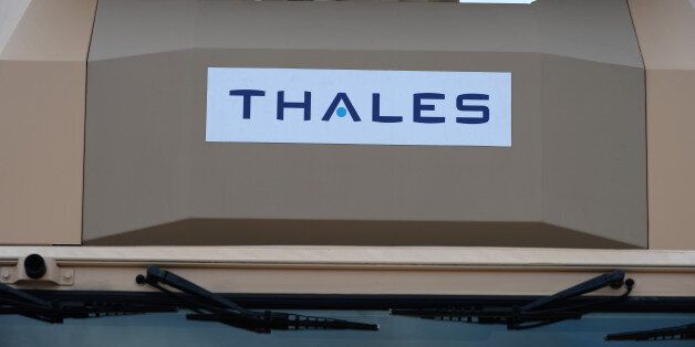 A picture taken on June 25, 2017 shows the logo of French defence electronics giant Thales in Le Bourget during the International Paris Air Show. / AFP PHOTO / ERIC PIERMONT (Photo credit should read ERIC PIERMONT/AFP/Getty Images)
