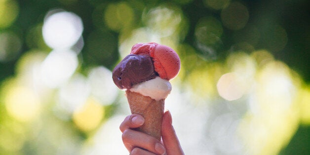 Woman holding ice cream